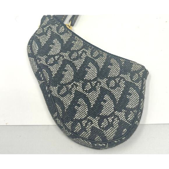 Christian Dior Saddle Coin Case Navy Blue Trotter Canvas with Gold Hardware Made - Picture 3 of 8